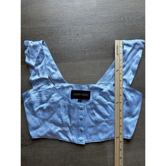 Vanessa Mooney The Elizabeth Crop Top in Sky Blue Satin Size M - Picture 4 of 5